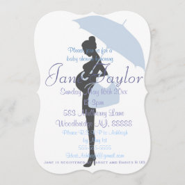 Curvy Blue Silhouette Baby Shower-uitnodigingen Kaart