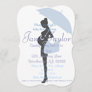 Curvy Blue Silhouette Baby Shower-uitnodigingen Kaart
