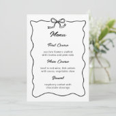 Curvy Bow Minimalist Wedding Bridal Shower Party Menu (Staand voorkant)