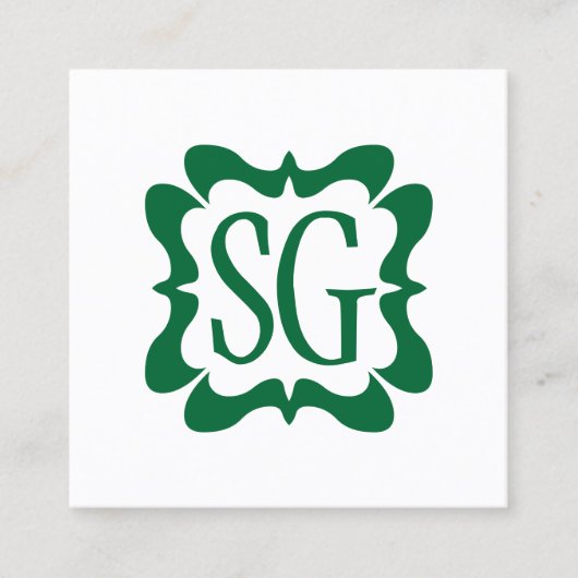 Curvy Box 02 - Initialen - Forest Green Vierkante Visitekaartje (Voorkant)