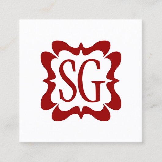 Curvy Box 02 - Initialen - Ruby Red Vierkante Visitekaartje (Voorkant)