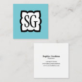 Curvy Box 03 - Initialen - Black en Robin Egg Blue Vierkante Visitekaartje (Voorkant / Achterkant)