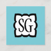 Curvy Box 03 - Initialen - Black en Robin Egg Blue Vierkante Visitekaartje (Voorkant)