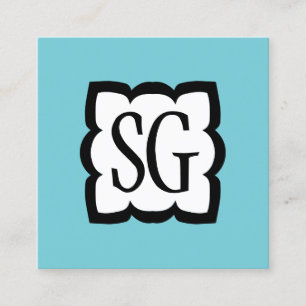 Curvy Box 03 - Initialen - Black en Robin Egg Blue Vierkante Visitekaartje
