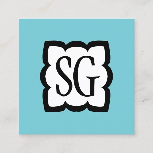 Curvy Box 03 - Initialen - Black en Robin Egg Blue Vierkante Visitekaartje (Voorkant)