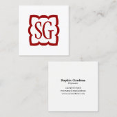 Curvy Box 03 - Initialen - Ruby Red Vierkante Visitekaartje (Voorkant / Achterkant)