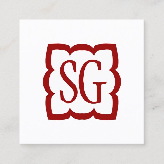 Curvy Box 03 - Initialen - Ruby Red Vierkante Visitekaartje (Voorkant)