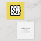 Curvy Box 03 - Initialen - Zwart met geel Vierkante Visitekaartje (Voorkant / Achterkant)