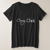 Curvy chick wit Logo op zwart Grote Maat T-shirt (Design voorkant)