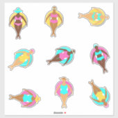 Curvy Etnische Meisjes in Zwembad Vlotters Sticker (Vel)