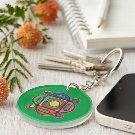 Curvy Fun Circular Acrylic Double Sided Keyring Sleutelhanger (Voorkant Rechts)