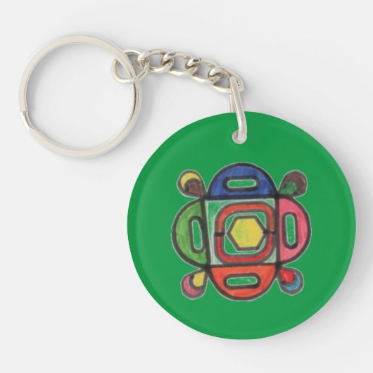 Curvy Fun Circular Acrylic Double Sided Keyring Sleutelhanger (Voorkant)