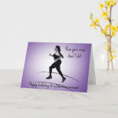 Curvy Girl Runner met Plait Birthday Card Kaart (Gele Bloem)