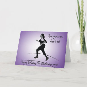 Curvy Girl Runner met Plait Birthday Card Kaart