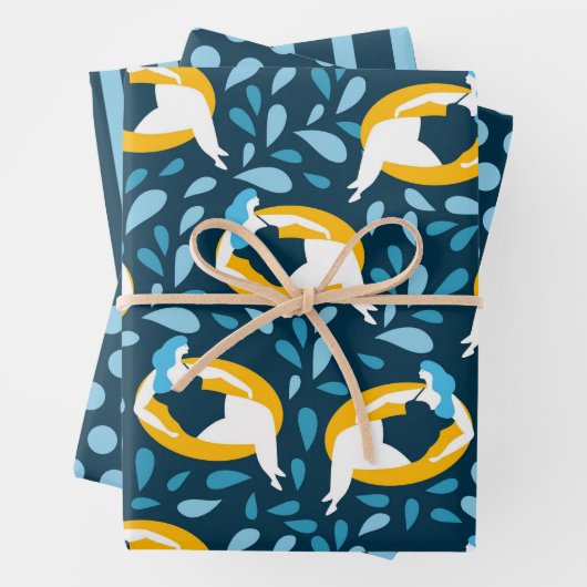 Curvy Girl Swimming Wrapping Paper Set (In situ)