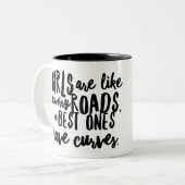 Curvy Girls n' Country Road 11 oz Two-Tone Mok (Voorkant links)