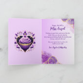 Curvy Glam Afro-Amerikaanse Vrouw Paarse Verjaarda Kaart (Binnen)