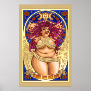 Curvy Goddess houdt altijd van je lichaam poster m