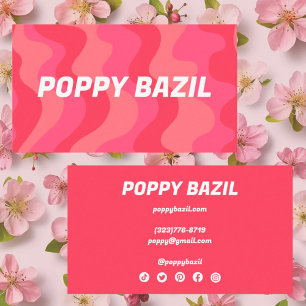 Curvy golvende strepen minimalistisch helderroze r visitekaartje