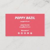 Curvy golvende strepen minimalistisch helderroze r visitekaartje (Achterkant)