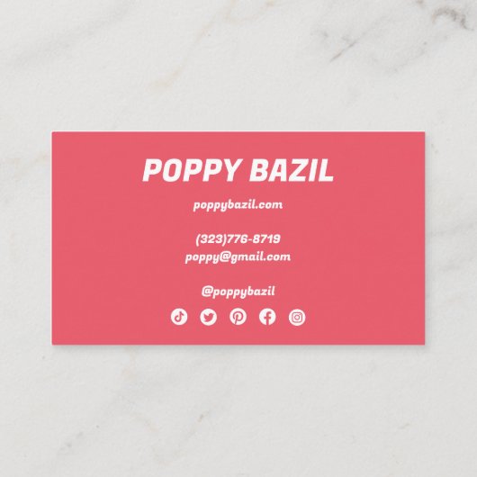 Curvy golvende strepen minimalistisch helderroze r visitekaartje (Achterkant)