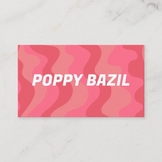 Curvy golvende strepen minimalistisch helderroze r visitekaartje (Voorkant)