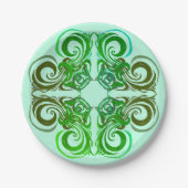 Curvy Green Retro Dinner Bord (Voorkant)