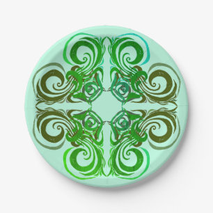 Curvy Green Retro Dinner Bord
