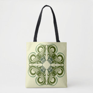 Curvy Green Retro Tote Bag