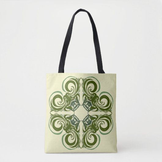 Curvy Green Retro Tote Bag (Voorkant)