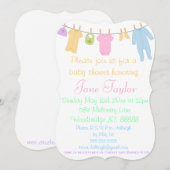 Curvy kleine kleding baby douche uitnodigingen (Voorkant / Achterkant)