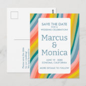 Curvy Kleurrijke Strepen Regenbooglijn Sla de datu Briefkaart (Voorkant / Achterkant)