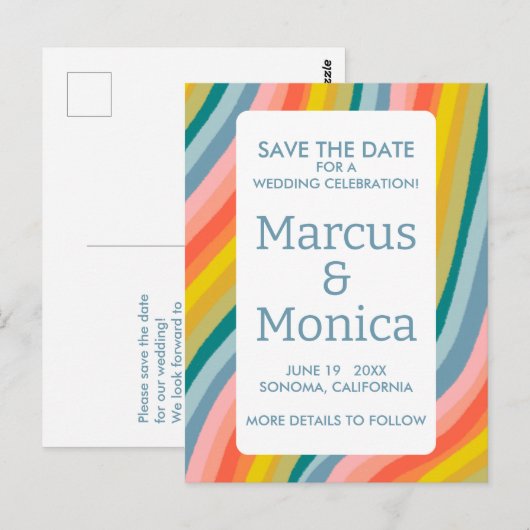 Curvy Kleurrijke Strepen Regenbooglijn Sla de datu Briefkaart (Voorkant / Achterkant)