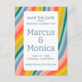 Curvy Kleurrijke Strepen Regenbooglijn Sla de datu Briefkaart (Voorkant)