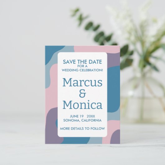 Curvy Kleurrijke Strepen Retro Custom De datum ops Briefkaart (Staand voorkant)