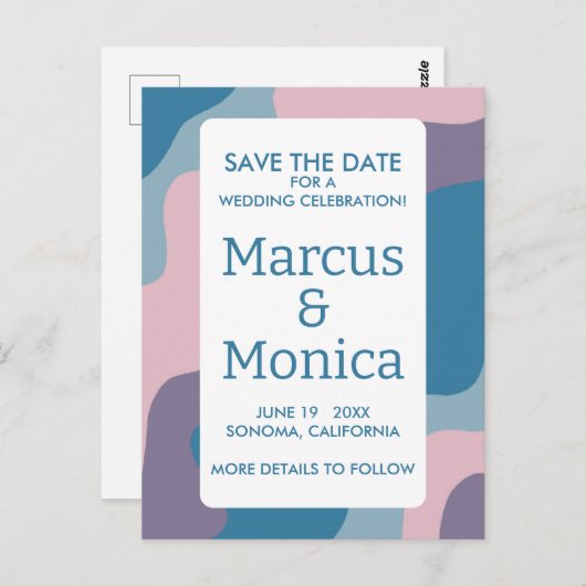 Curvy Kleurrijke Strepen Retro Custom De datum ops Briefkaart (Voorkant / Achterkant)