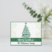 Curvy lijnen Kerstboom Holly Leaf Groen Wit Feestdagenkaart (Staand voorkant)