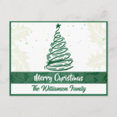 Curvy lijnen Kerstboom Holly Leaf Groen Wit Feestdagenkaart (Voorkant)