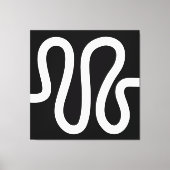 Curvy Line 01a - White on Black Canvas Afdruk (Voorkant)