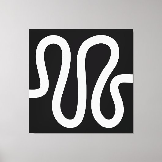 Curvy Line 01a - White on Black Canvas Afdruk (Voorkant)