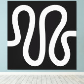 Curvy Line 01a - White on Black Canvas Afdruk (Insitu (Houten vloer))