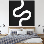 Curvy Line 02 - White on Black Canvas Afdruk (Insitu (Slaapkamer))