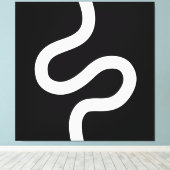 Curvy Line 02 - White on Black Canvas Afdruk (Insitu (Houten vloer))