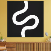 Curvy Line 02 - White on Black Canvas Afdruk (Insitu (Woonkamer))