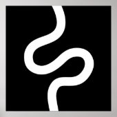 Curvy Line 02 - White on Black Poster (Voorkant)