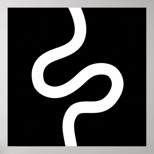 Curvy Line 02 - White on Black Poster (Voorkant)