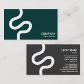 Curvy Line 02 - White on Dark Green Visitekaartje (Voorkant / Achterkant)