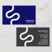Curvy Line 02 - Wit op donkerblauw Visitekaartje (Voorkant / Achterkant)