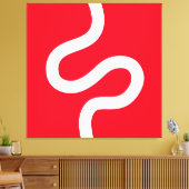 Curvy Line 02 - Wit op rood Canvas Afdruk (Insitu (Woonkamer))