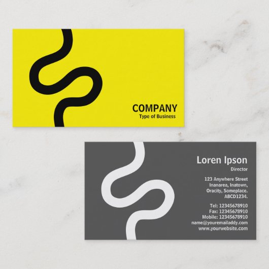 Curvy Line 02 - Zwart op geel Visitekaartje (Voorkant / Achterkant)